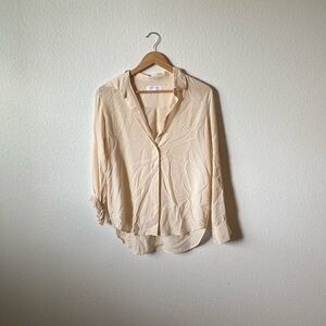 Everlane baby pink silk button down shirt